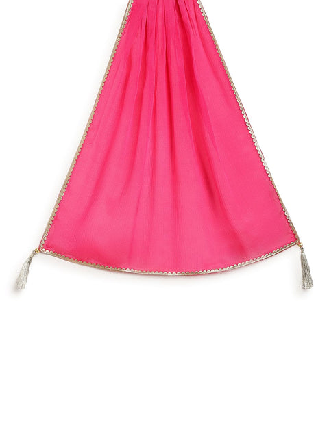 Pre-Order: Girl Fuchsia Bloom Brocade Suit Set - Pink