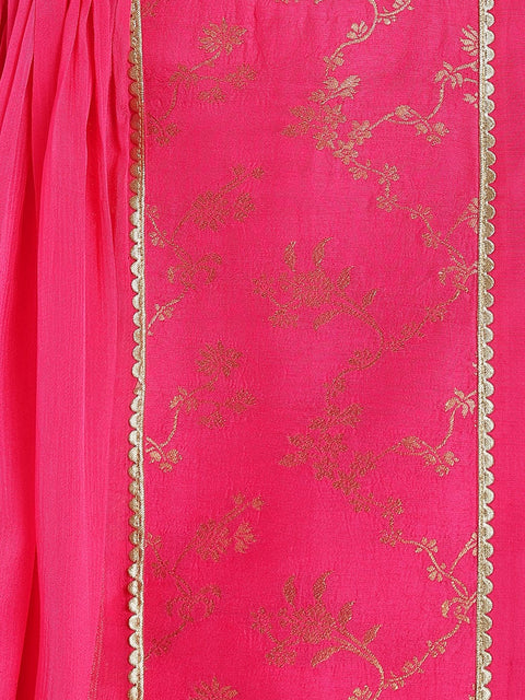 Pre-Order: Girl Fuchsia Bloom Brocade Suit Set - Pink