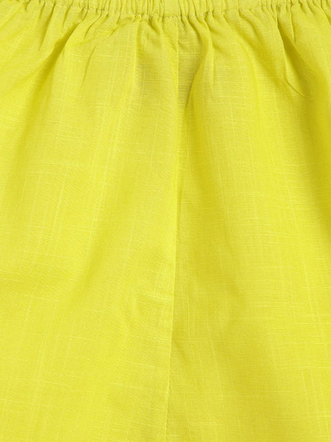 Girl Chirpy Checks Jhabla Set-Yellow