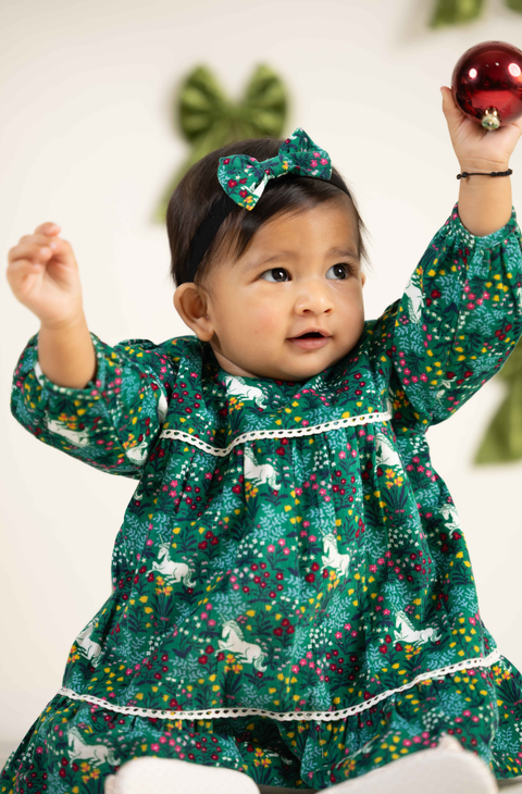 Pre-Order: Girl Corduroy Dress-Green