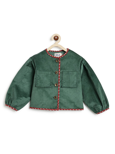 Pre-Order: Girl Corduroy Jacket-Green