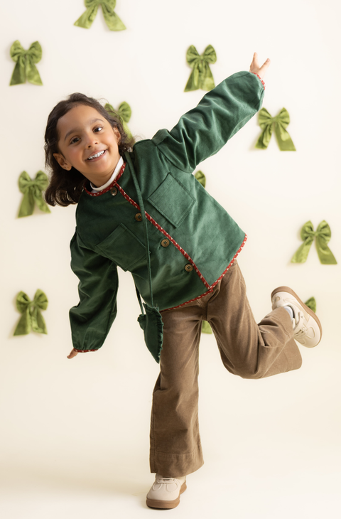 Pre-Order: Girl Corduroy Jacket-Green