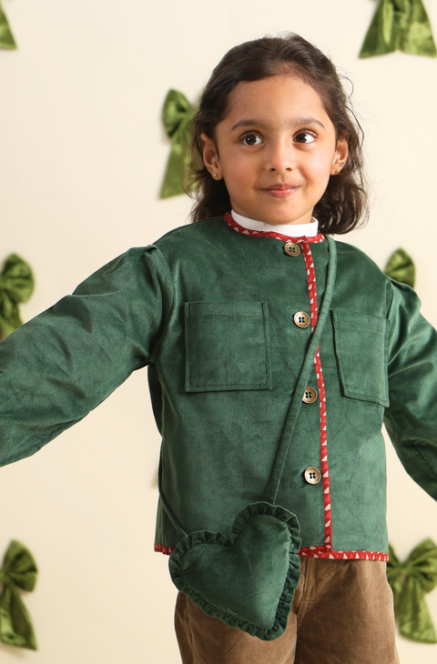 Pre-Order: Girl Corduroy Jacket-Green