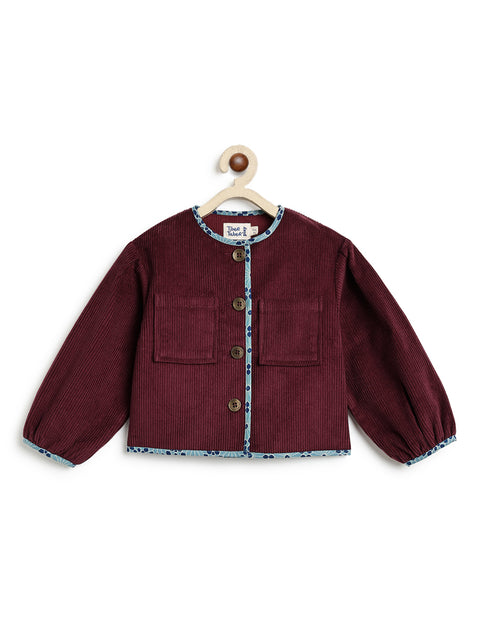 Pre-Order:  Girl Corduroy Jacket-Maroon