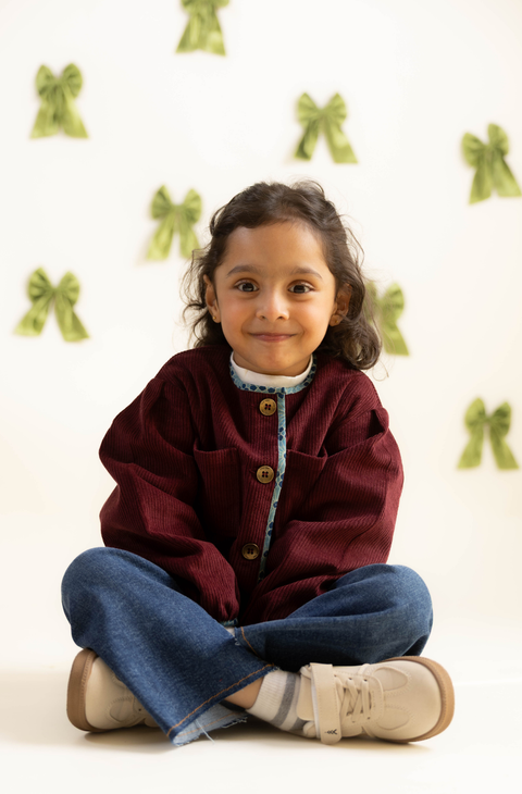 Pre-Order:  Girl Corduroy Jacket-Maroon