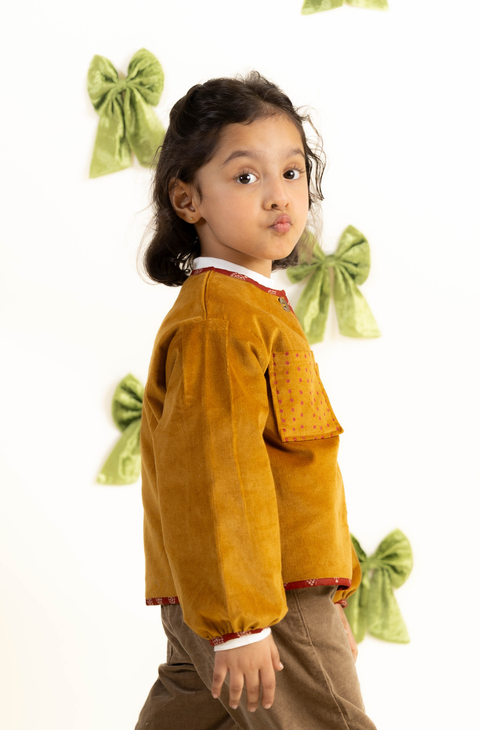 Pre-Order:  Girl Corduroy Jacket-Yellow