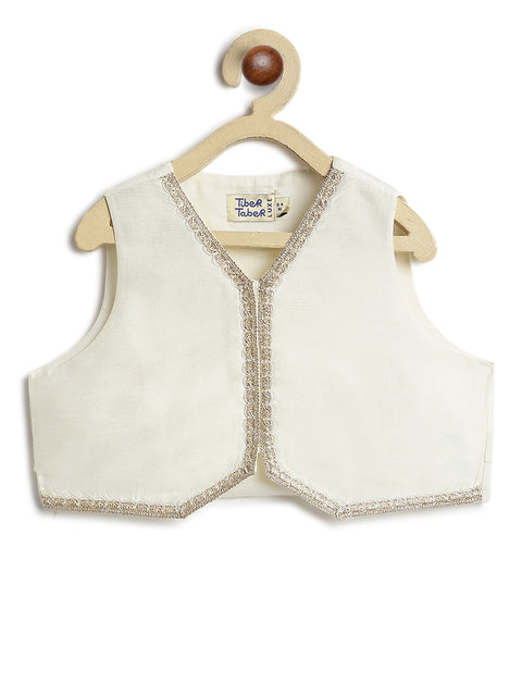 Pre-Order: Girl Floral Print Lehenga Set - Cream