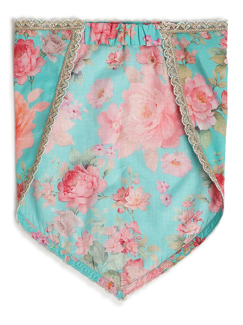 Pre-Order: Girl Floral Print Lehenga Set - Pink