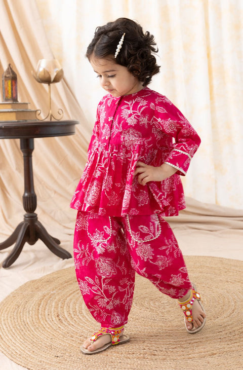 Pre-Order: Girl Floral Top Set-Pink