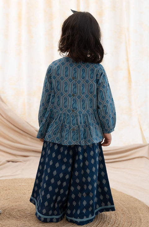 Pre-Order:  Taber Girl Geometric Print Top Set-Blue