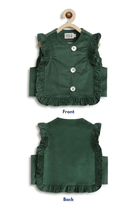 Pre-Order: Girl Elf Princess Jacket Set Green & White - Green