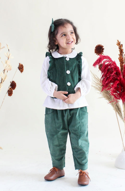 Pre-Order: Girl Elf Princess Jacket Set Green & White - Green