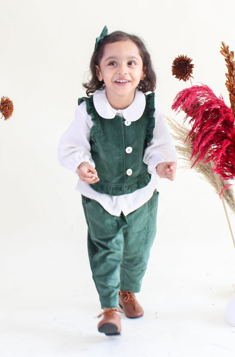 Pre-Order: Girl Elf Princess Jacket Set Green & White - Green