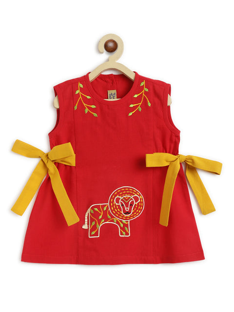 Girl Lion Top Set - Red