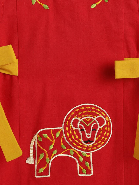 Pre-Order: Girl Lion Top Set - Red