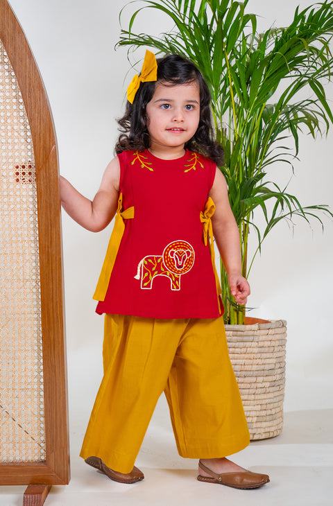 Pre-Order: Girl Lion Top Set - Red