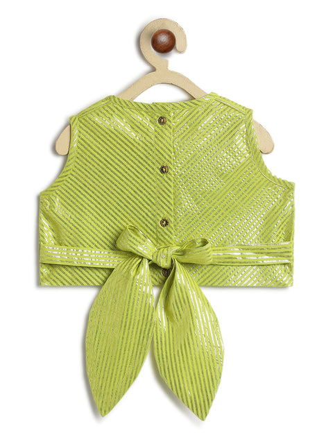 Pre-Order: Girl Lurex Lehenga Set - Green