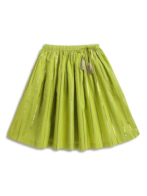 Pre-Order: Girl Lurex Lehenga Set - Green