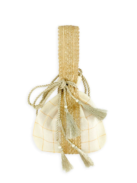 Pre-Order: Girl Lurex Potli Bag-White