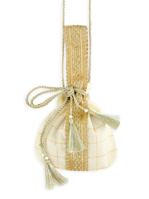 Pre-Order: Girl Lurex Potli Bag-White