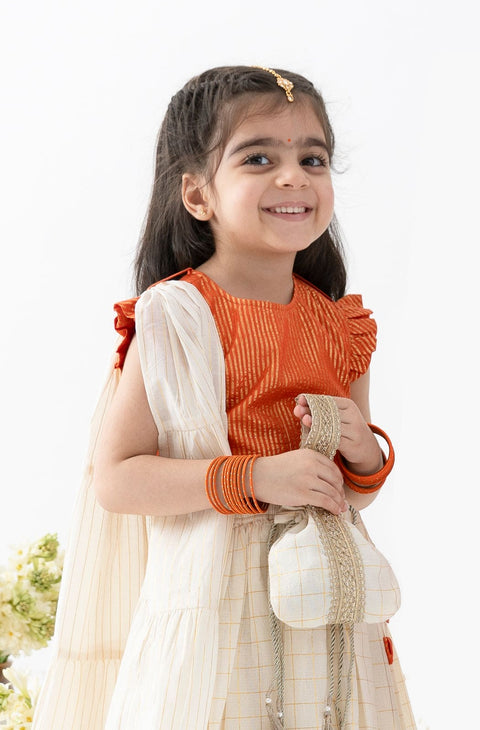 Pre-Order: Girl Lurex Potli Bag-White