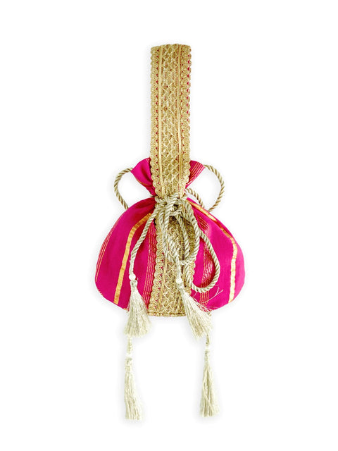 Pre-Order: Girl Lurex Potli Bag-Pink