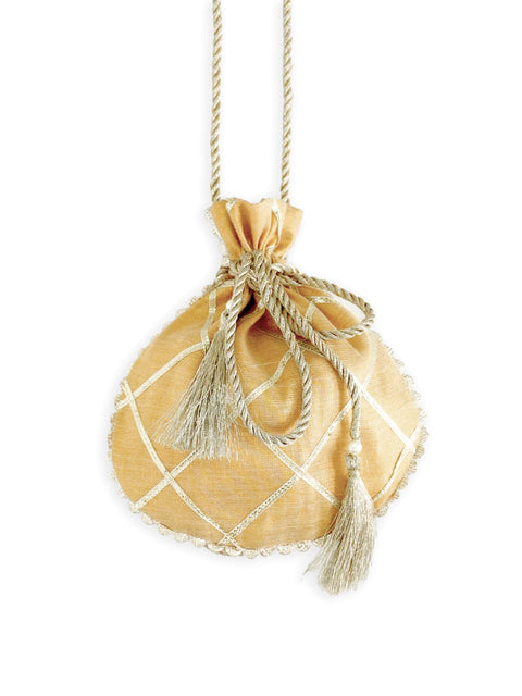 Pre-Order: Girl Lurex Potli Bag-Beige