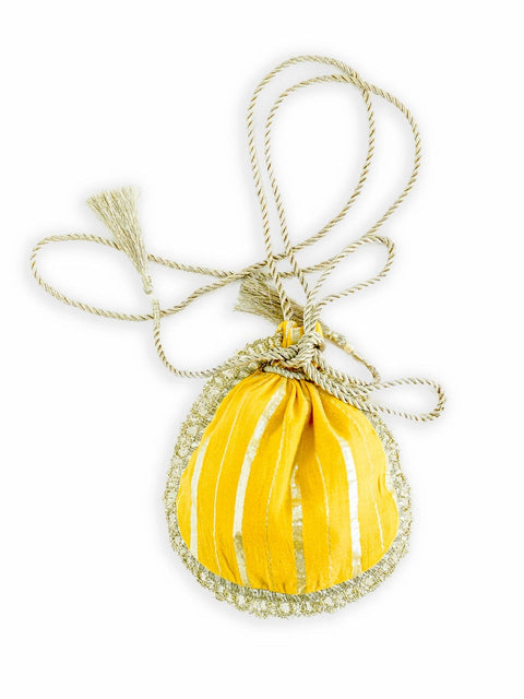 Pre-Order: Girl Lurex Potli Bag-Yellow