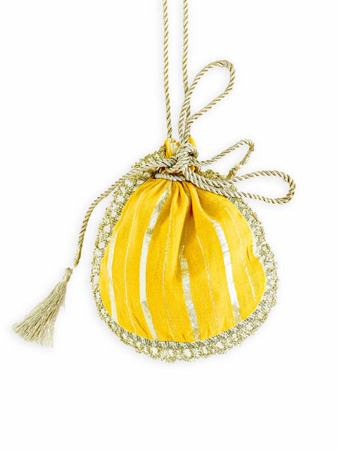 Pre-Order: Girl Lurex Potli Bag-Yellow