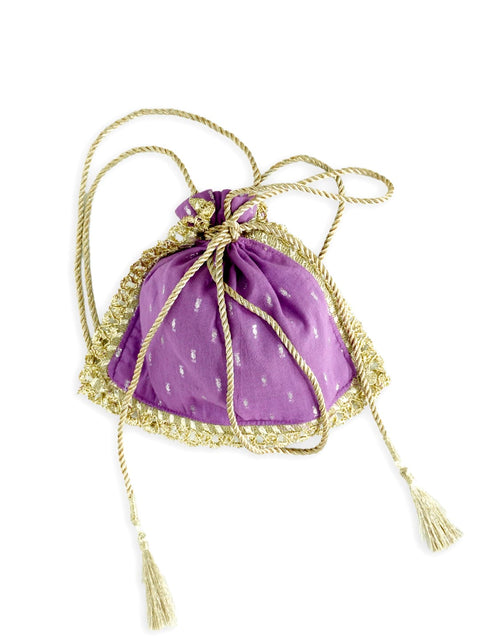 Pre-Order:  Girl Lurex Potli Bag-Purple