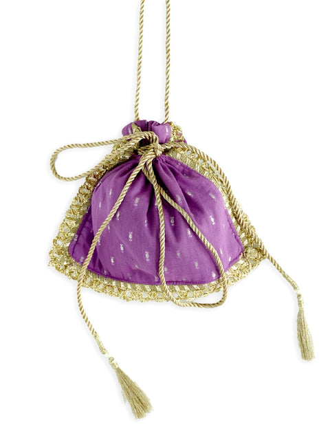 Pre-Order:  Girl Lurex Potli Bag-Purple