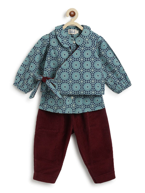Pre-Order: Girl Christmas Magic Jacket Printed Set - Maroon