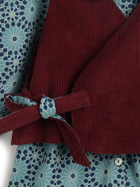 Pre-Order: Girl Christmas Magic Jacket Printed Set - Maroon