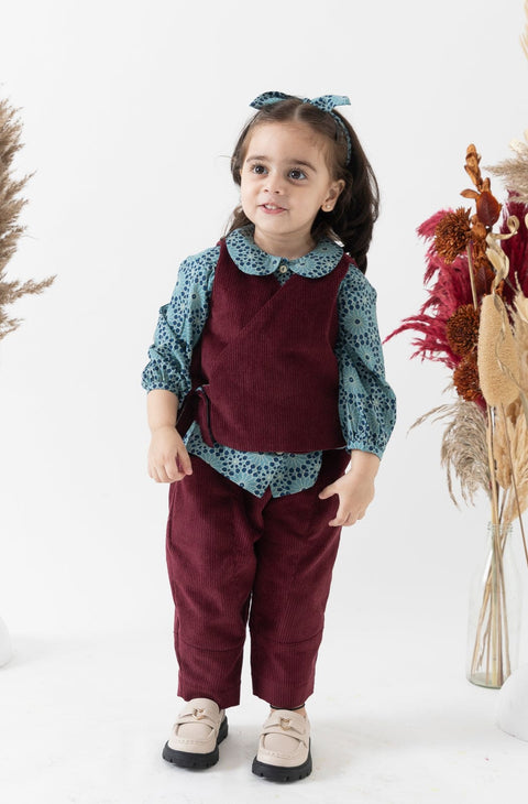 Pre-Order: Girl Christmas Magic Jacket Printed Set - Maroon