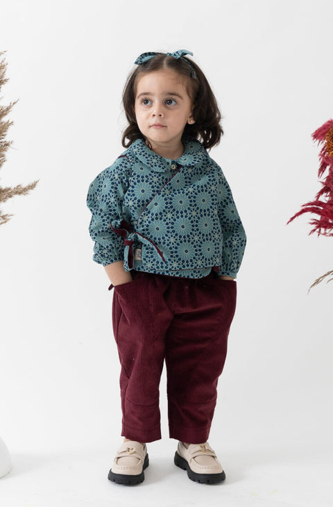 Pre-Order: Girl Christmas Magic Jacket Printed Set - Maroon