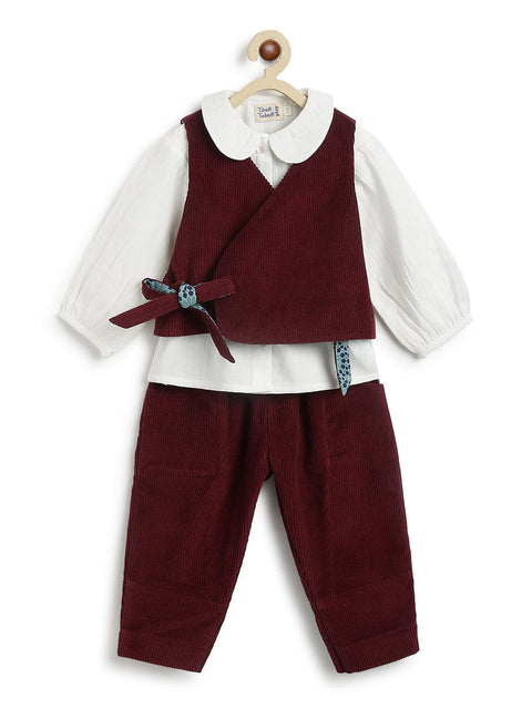 Pre-Order: Girl Christmas Magic Jacket Solid Set - Maroon