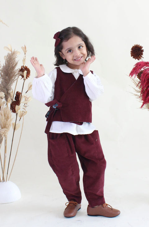 Pre-Order: Girl Christmas Magic Jacket Solid Set - Maroon