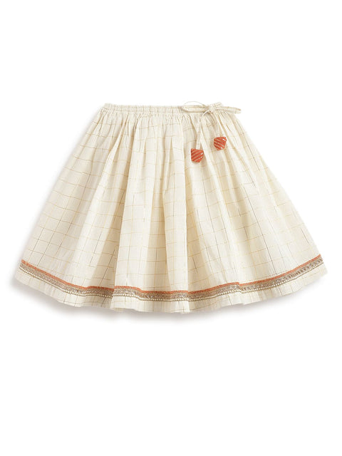 Pre-Order: Girl Stripes Lurex Lehenga Set-Orange