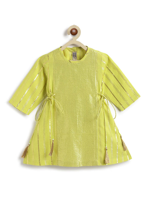 Pre-Order: Girl Stripes Lurex Suit Set-Green