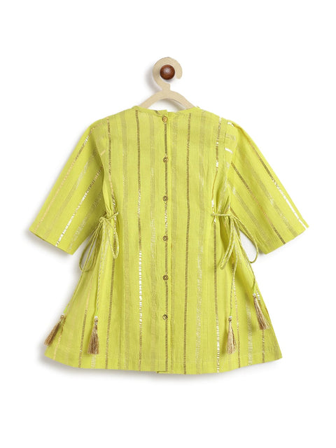 Pre-Order: Girl Stripes Lurex Suit Set-Green