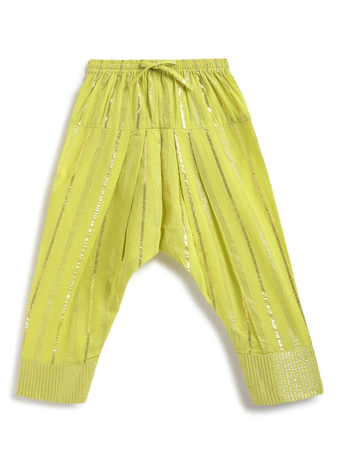 Pre-Order: Girl Stripes Lurex Suit Set-Green