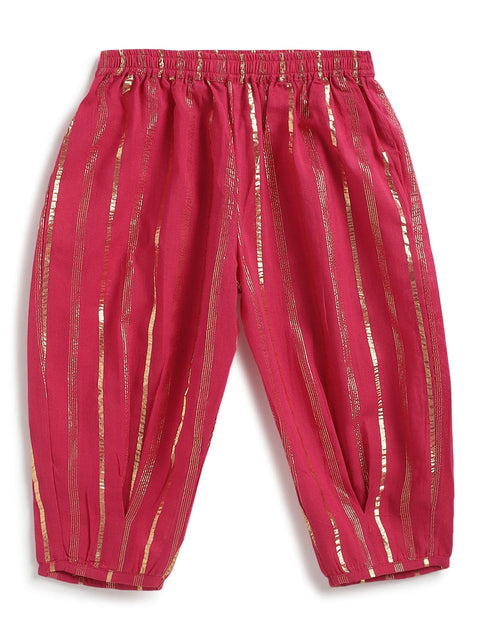 Pre-Order: Girl Stripes Lurex Suit Set-Pink