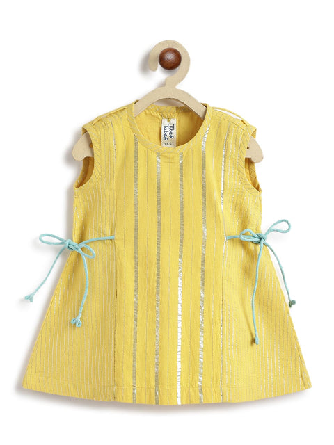 Pre-Order: Girl Stripes Lurex Suit Set-Yellow