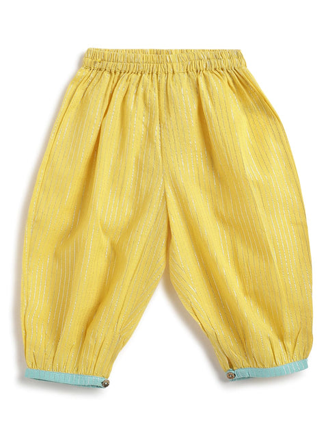 Pre-Order: Girl Stripes Lurex Suit Set-Yellow
