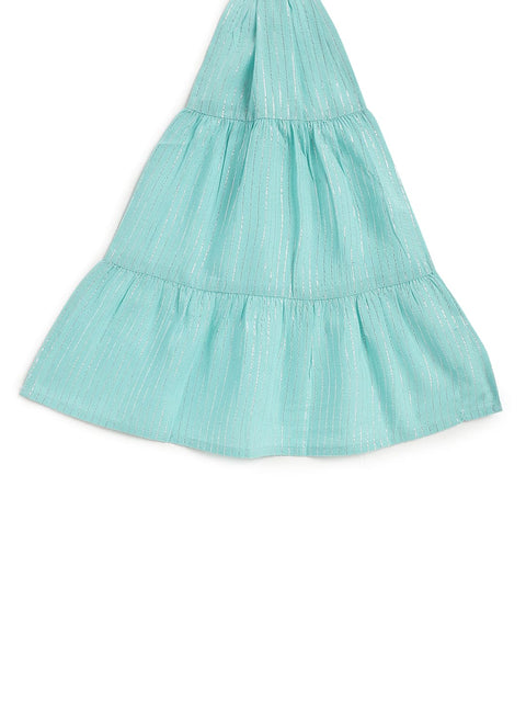 Pre-Order: Girl Stripes Lurex Suit Set-Yellow