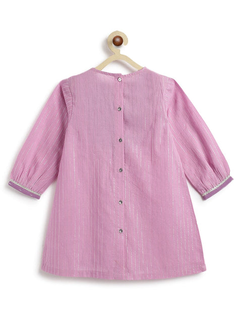 Pre-Order: Girl Stripes Lurex Suit Set-Purple