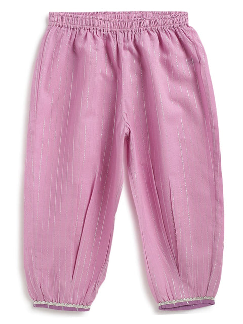 Pre-Order: Girl Stripes Lurex Suit Set-Purple