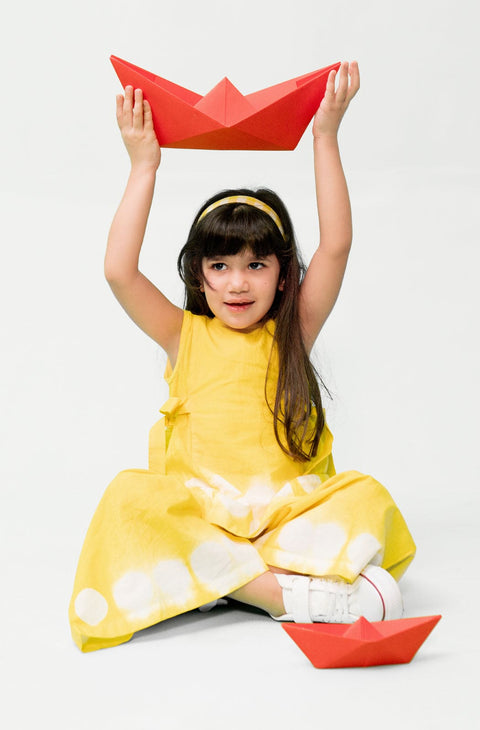 Pre-Order: Girl Tie & Dye Top Set - Yellow