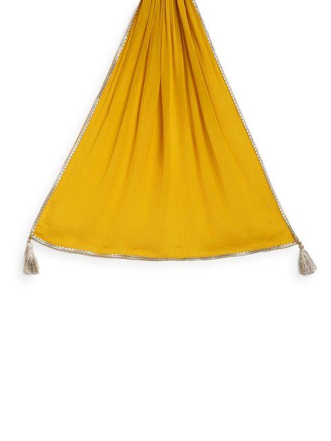 Pre-Order: Girl floral jacquard Lehenga Set-Yellow