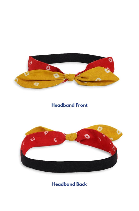 Pre-Order : Girls Bandhani Polka Top Set - Yellow